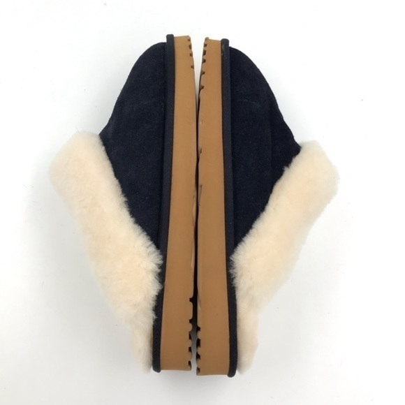 The Vermont Country Store Navy Leather Upper with Australian Shearling Size 10 - Picture 5 of 10